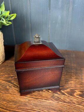 Vintage Bombay Musical Ring Box, Wooden Jewelry Organizer with Green Velvet